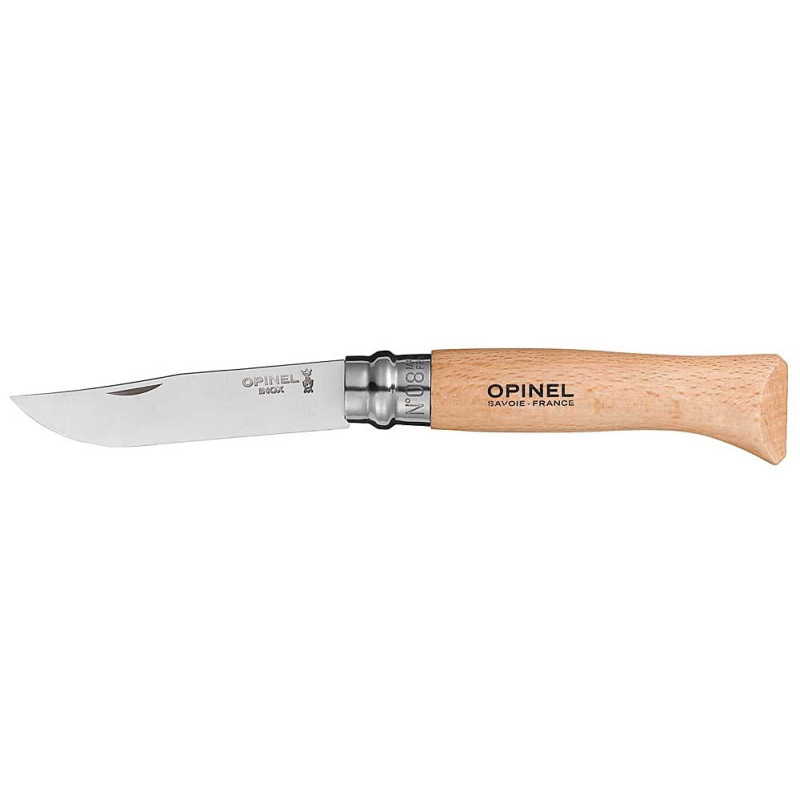 Opinel N° 8 - Coltello tradizionale con lama in acciaio inox e ghiera  girevole - Les Opinel - Inuka