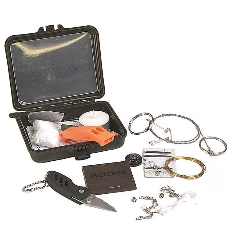 Kit De Survie MILTEC Professionnel - Capsule Étanche Urgence Avec Articles Essentiels