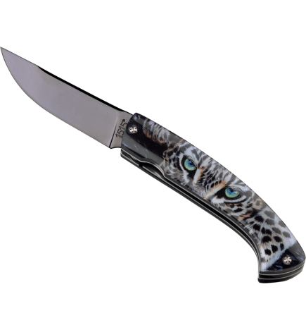 Couteau Alsac avec manche motif léopard de 12cm