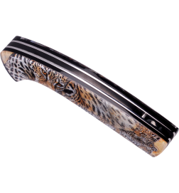 Couteau Alsac avec manche motif léopard de 12cm