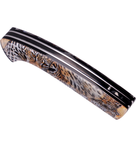 Couteau Alsac avec manche motif léopard de 12cm