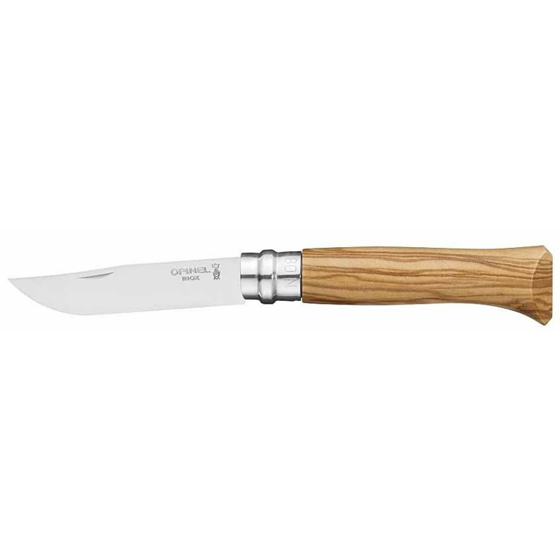 Opinel - ナイフ セット n°8 オリーブ ウッド ハンドルとレザー シース