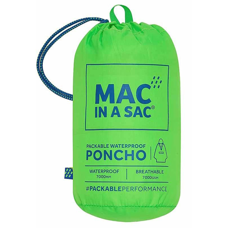 ハイキングや旅行に最適なレインポンチョ マックカラーのサックカラー