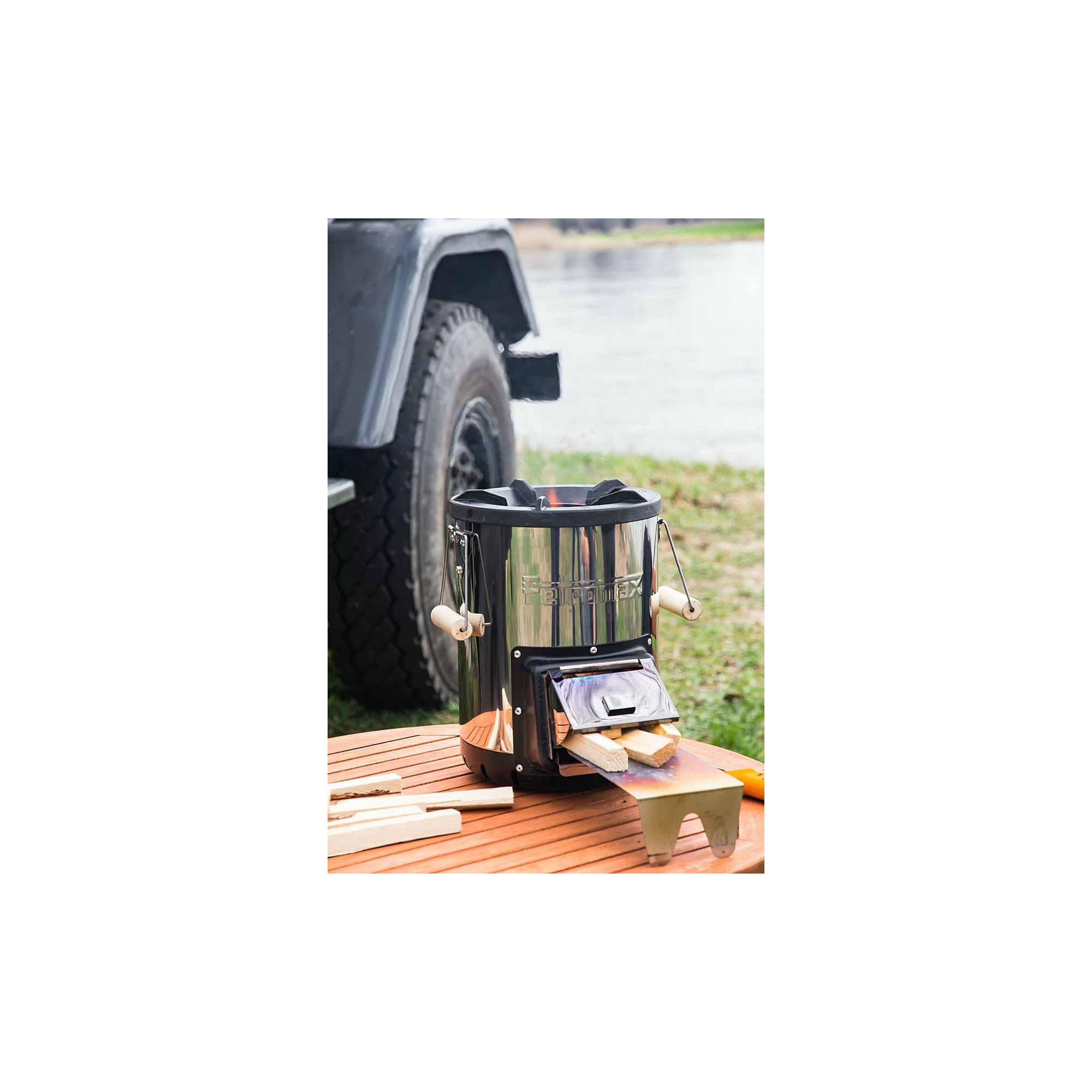Rocket Stove Portable Pour Camping - Double Combustible Bois Et Charbon - Acier Inoxydable - Neuf