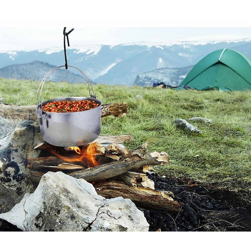 Tribal Pot marmite de bivouac 10 L sur le feu