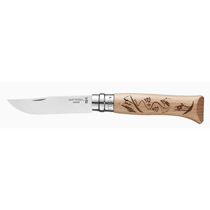 Opinel N°8 gravé skieur