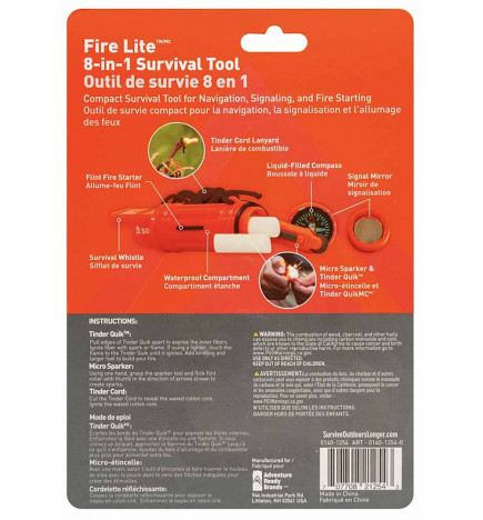 8 in 1 SOL survival kit blister back