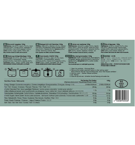 Dettaglio Razione Tattica 1 Giorno Vegan