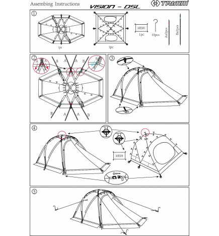 Tente expédition 3 personnes Vision DSL pan de montage