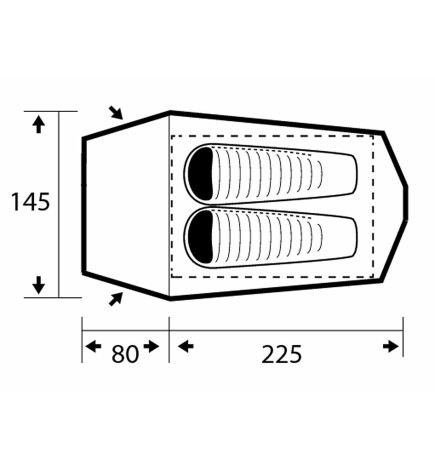 Tenda a tunnel Spark-D piano 2 persone