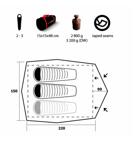 Tente de bivouac Alfa D 2/3 places de Trimm couchage