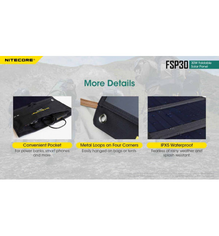 Panneau solaire pliant 30W  SFP30 détails