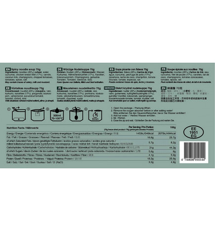 Soupe épicée aux nouilles lyophilisée nutrition
