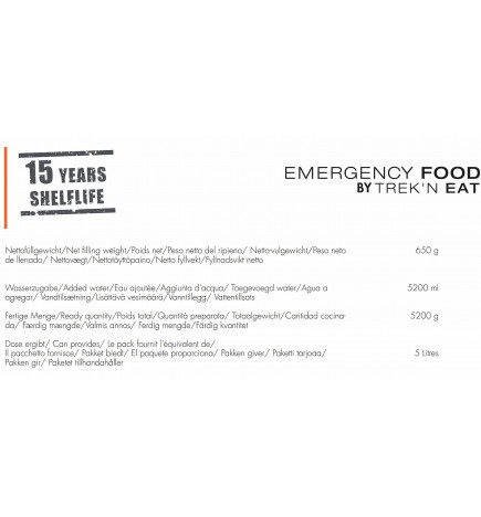 Lait en poudre 5 litres Emergency Food quantité