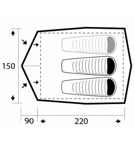 Tente 2/3 personnes Comet Trimm plan
