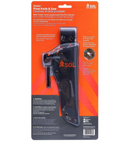 Couteau et scie pivotant Stoke SOL blister dos