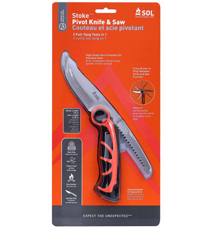 Couteau et scie pivotant Stoke SOL blister face