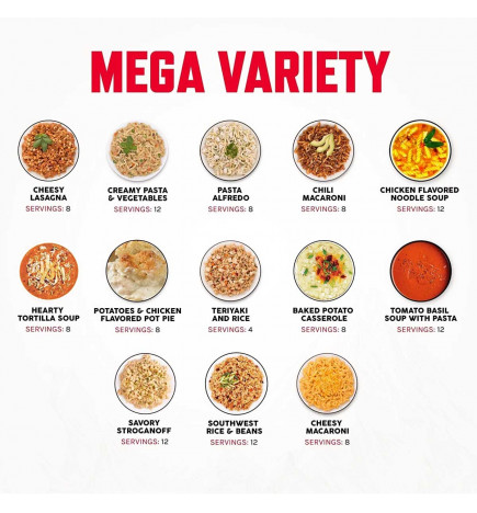 Kit de 120 rations de survie 25 ans 13 variétés