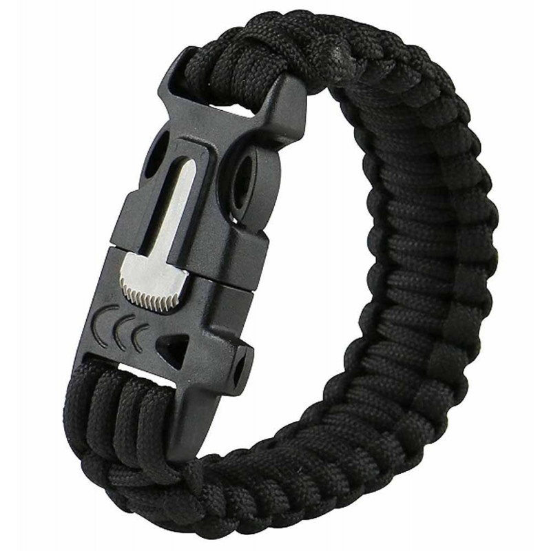 SCG Paracord Fire Starter Bracelet with whistle (Black)