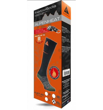 Merino wool heated socks with remote control packaging