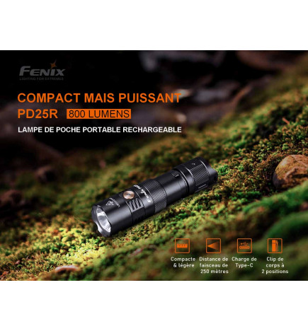 Powerful Fenix ​​PD25R 800 lumen LED flashlight