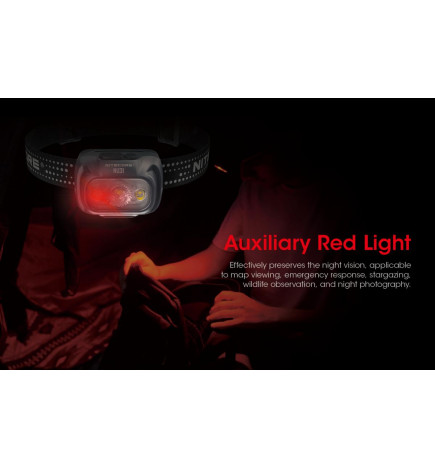 Nitecore NU31 550LM headlamp red at night