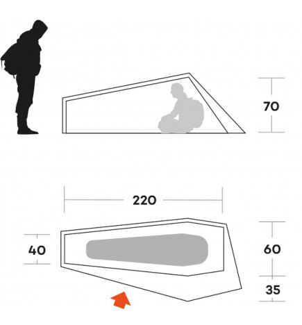Tente ultra-légère Ferrino Piuma 1 plan de la tente