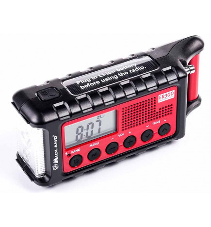 ER300 Radio d'urgence AM/FM Midland panneau solaire et lampe