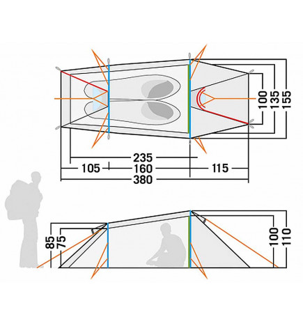 Plan des 2-Personen-Zeltes Gargia 2 Tatonka 4013236334722