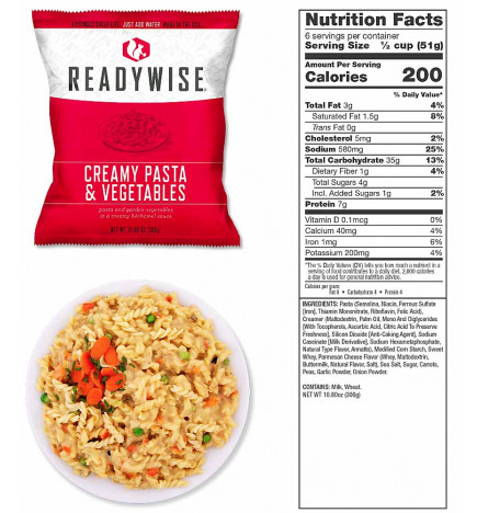Scorte alimentari di emergenza 7 giorni Readywise 0850018985949 pasta vegetale