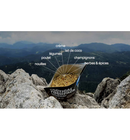 Dettagli sull'atmosfera tattica del cibo con noodles di pollo liofilizzato