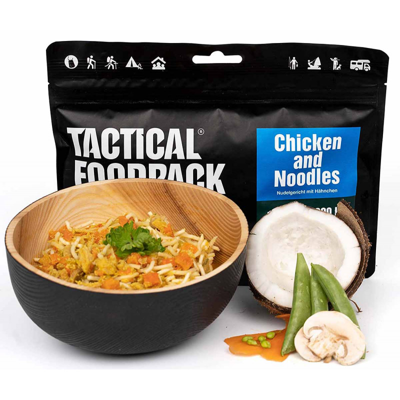 Fideos de pollo liofilizados Frente de comida táctica