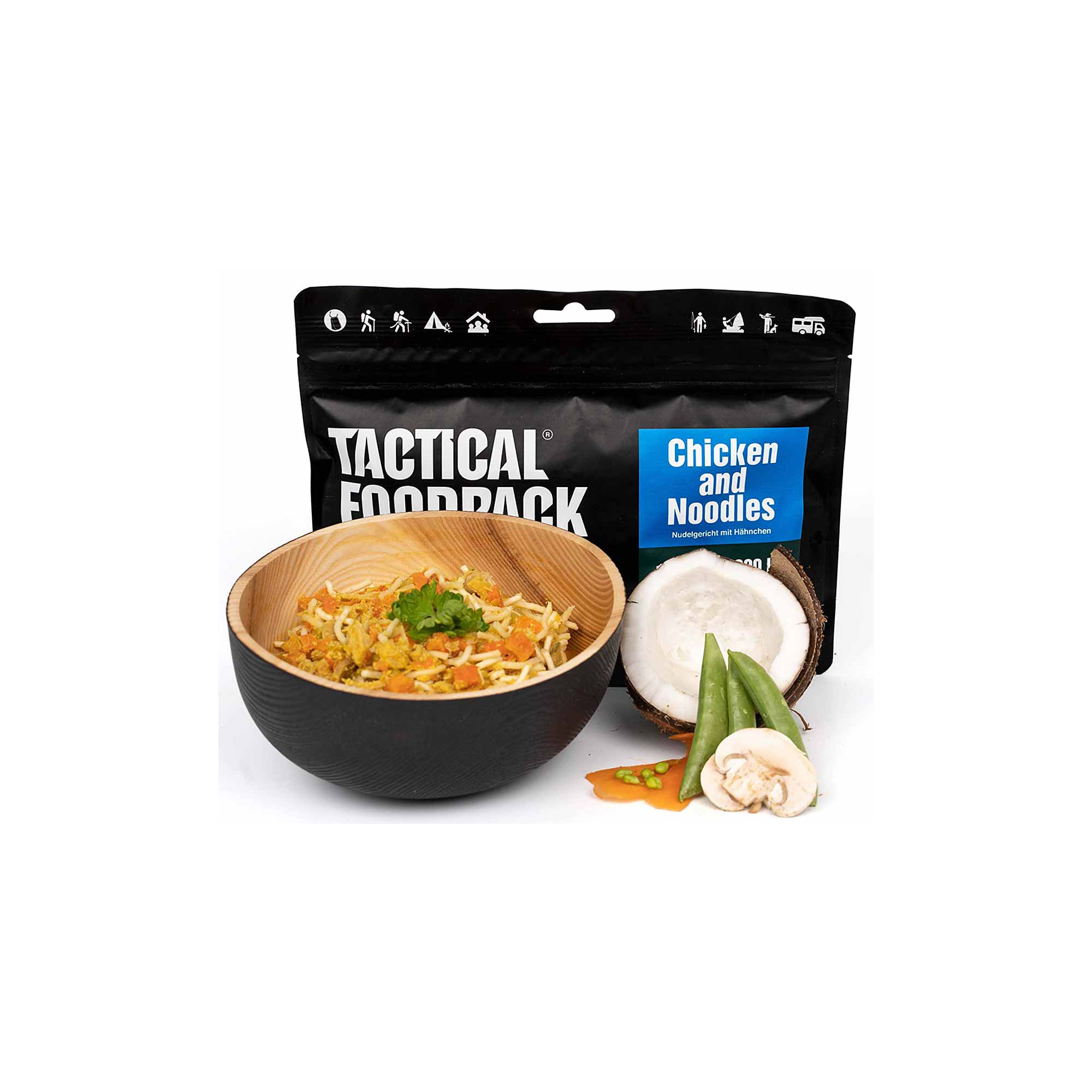 Fideos de pollo liofilizados Frente de comida táctica