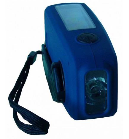 Radio d'urgence solaire dynamo 5 en 1 de profil