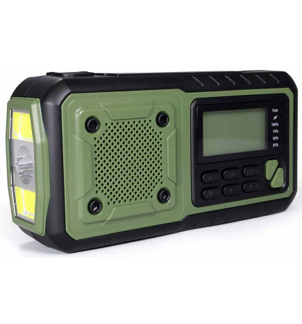 Radio d'urgence Solaire Dynamo USB de profil 4021504288455
