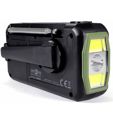 Radio d'urgence Solaire Dynamo USB profil manivelle 4021504288455