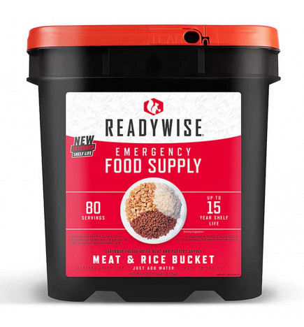 Stock alimentaire d'urgence viande et riz