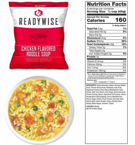 Stock alimentaire d'urgence 7 jours Readywise 0850018985949 soupe de pâtes saveur poulet