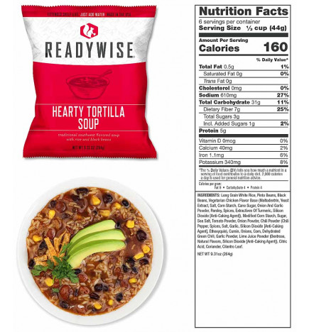 Stock alimentaire d'urgence 7 jours Readywise 0850018985949 soupe tortillas