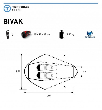 Tente de randonnée légère Bivak 2 personnes