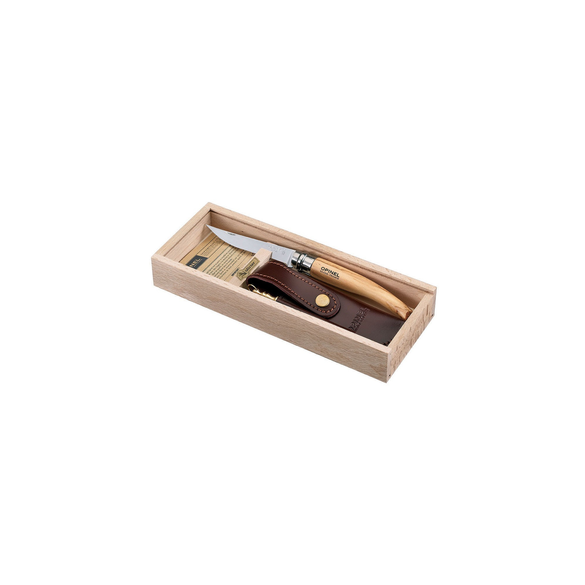 OPINEL pen case with tapered knife olive handle and Alpine case